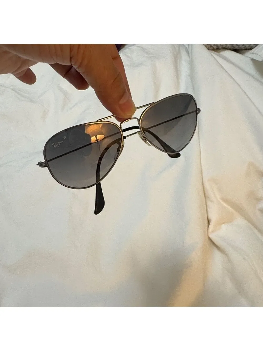 Ray-Ban Black Aviator Titanium Polarized Sunglasses